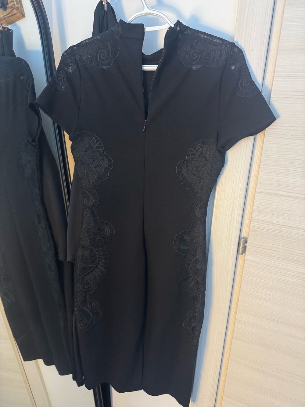 BCBGMaxAzria Black Embroidered Short Sleeve Mini Dress - Picture 5 of 5